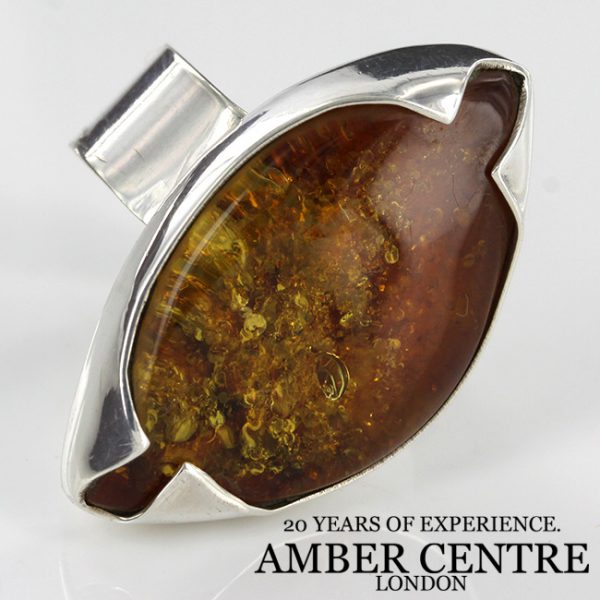 HANDMADE GERMAN BALTIC AMBER RING 925 SILVER ADJUSTABLE SIZE –WR017 RRP£145!!!