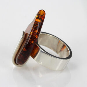 HANDMADE GERMAN BALTIC AMBER RING 925 STERLING SILVER ADJUSTABLE –WR020 RRP£125!!!