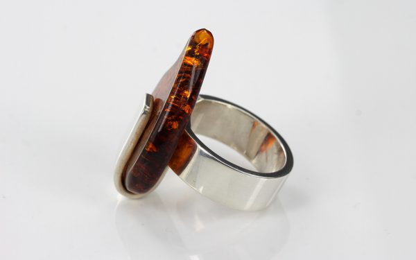 HANDMADE GERMAN BALTIC AMBER RING 925 STERLING SILVER ADJUSTABLE –WR020 RRP£125!!!