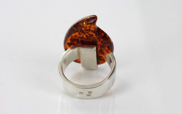 HANDMADE GERMAN BALTIC AMBER RING 925 STERLING SILVER ADJUSTABLE –WR020 RRP£125!!!