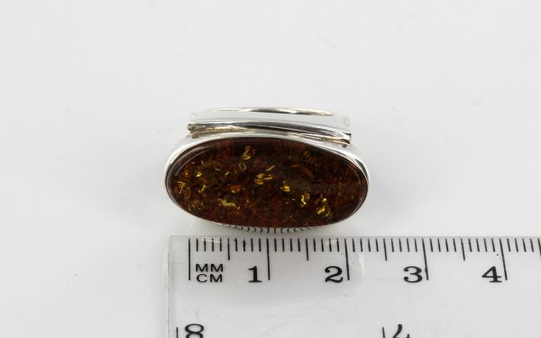 HANDMADE GERMAN DARK GREEN BALTIC AMBER 925 SILVER RING SIZE M ,WR033 RRP£150!!!