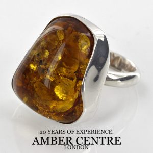 GERMAN BALTIC HONEY AMBER HANDMADE ELEGANT 925 SILVER RING WR034 RRP£160!!!