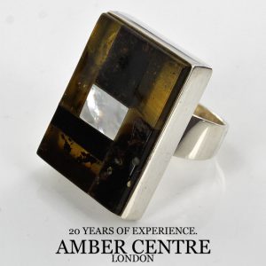 ITALIAN MADE GERMAN BALTIC AMBER UNUSUAL RING 925 SILVER,SIZE L WR042 RRP£135!!!