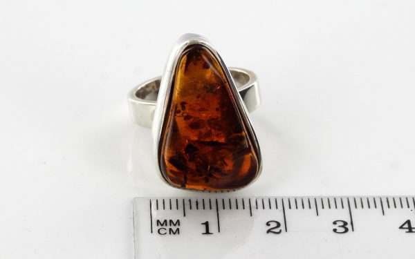 HANDMADE GERMAN BALTIC AMBER ELEGANT RING 925 SILVER, SIZE O, WR043 RRP£99!!!