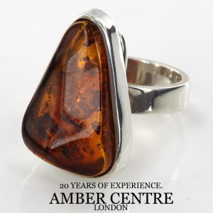 HANDMADE GERMAN BALTIC AMBER ELEGANT RING 925 SILVER, SIZE O, WR043 RRP£99!!!