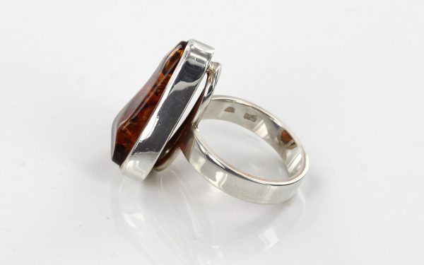 HANDMADE GERMAN BALTIC AMBER ELEGANT RING 925 SILVER, SIZE O, WR043 RRP£99!!!