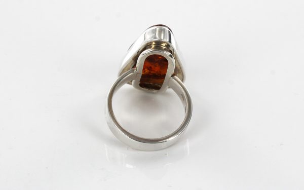 HANDMADE GERMAN BALTIC AMBER ELEGANT RING 925 SILVER, SIZE O, WR043 RRP£99!!!
