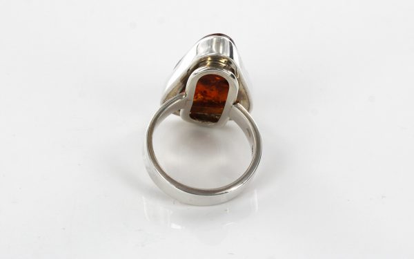 HANDMADE GERMAN BALTIC AMBER ELEGANT RING 925 SILVER, SIZE O, WR043 RRP£99!!!