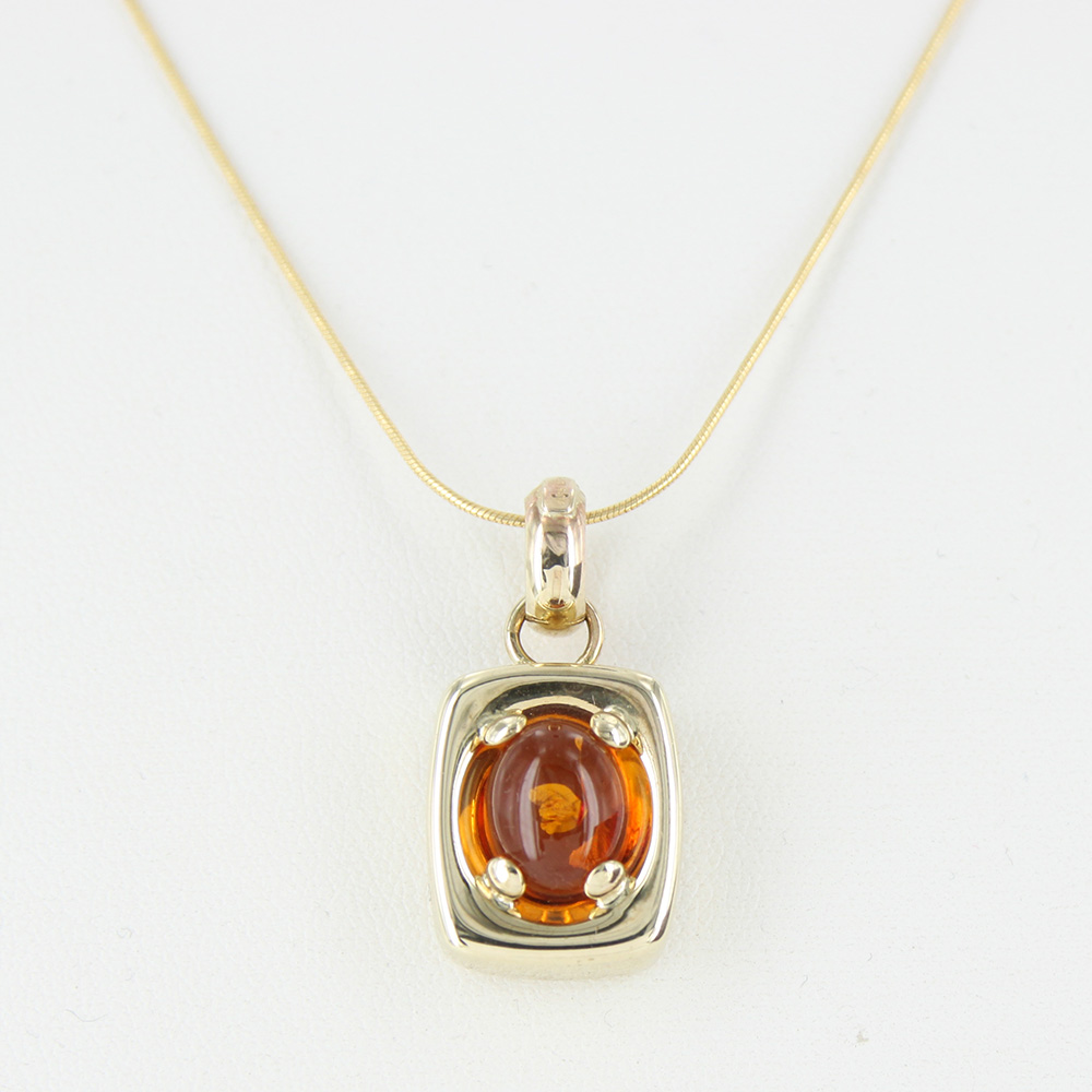 Italian Made Elegant Classic German Baltic Amber Pendant in 9ct solid Gold GP0022 RRP£195!!!