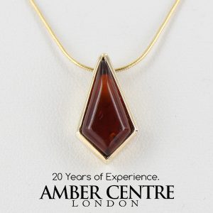 Italian Made Modern Elegant German Baltic Amber Pendant in 9ct solid Gold - GP0040 RRP£175!!!