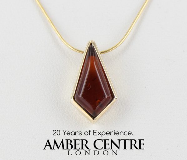 Italian Made Modern Elegant German Baltic Amber Pendant in 9ct solid Gold - GP0040 RRP£175!!!