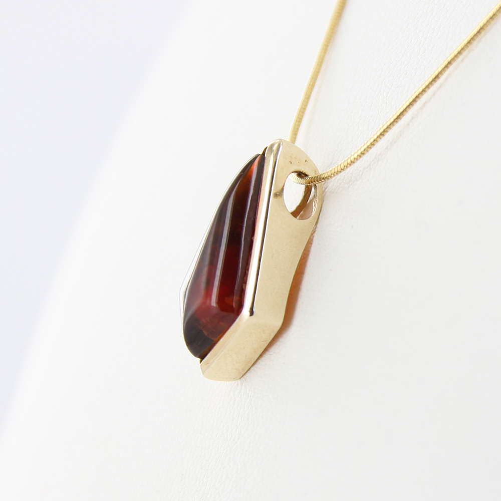 Italian Made Modern Elegant German Baltic Amber Pendant in 9ct solid Gold - GP0040 RRP£175!!!