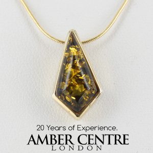 Italian Made Modern Green German Baltic Amber Pendant in 9ct Gold -GP0040G RRP£195!!!