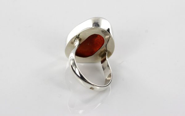 HANDMADE GERMAN BALTIC BUTTERSCOTCH UNIQUE AMBER 925 SILVER RING WR050 RRP£100!!!