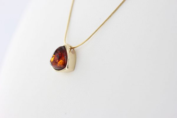 Italian Made Elegant Modern German Baltic Amber Pendant in 9ct Gold - GP0042 RRP£125!!!