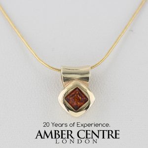 Italian Made Modern German Baltic Amber Pendant in 9ct solid Gold - GP0044 RRP£175!!!