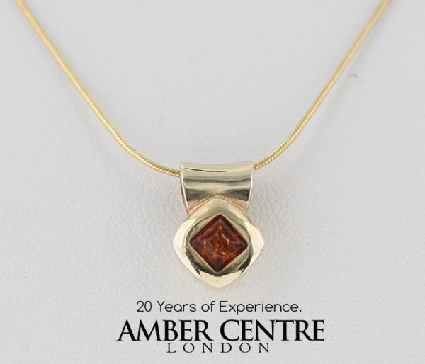 Italian Made Modern German Baltic Amber Pendant in 9ct solid Gold - GP0044 RRP£175!!!