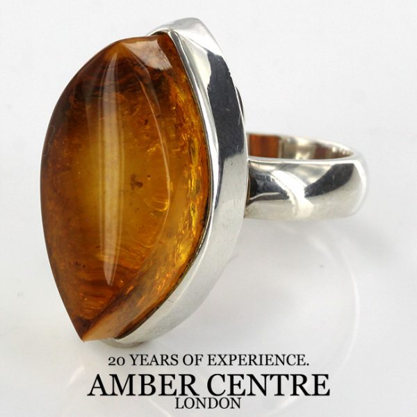 HANDMADE GERMAN BALTIC HONEY AMBER 925 SILVER RING,SIZE S(61) WR053 RRP£180!!!