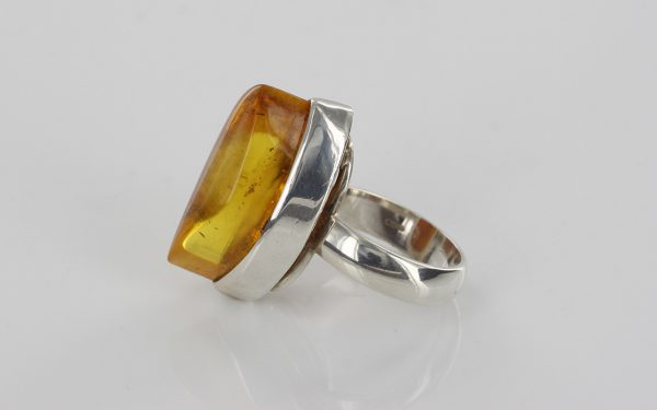 HANDMADE GERMAN BALTIC HONEY AMBER 925 SILVER RING,SIZE S(61) WR053 RRP£180!!!