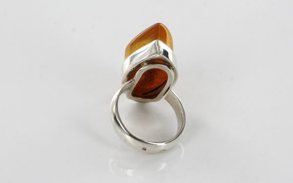 HANDMADE GERMAN BALTIC HONEY AMBER 925 SILVER RING,SIZE S(61) WR053 RRP£180!!!