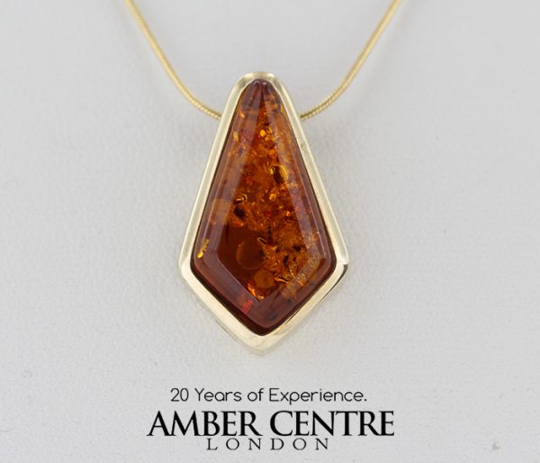 Italian Made Classic Elegant German Baltic Amber Pendant in 9ct solid Gold - GP0049 RRP£345!!!