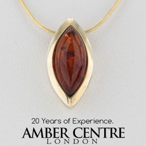 Italian Made Modern Elegant German Baltic Amber Pendant in 9ct Gold - GP0053 RRP£145!!!