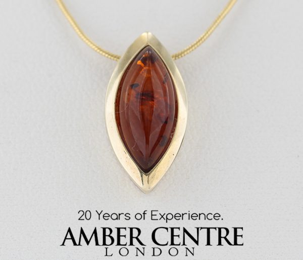 Italian Made Modern Elegant German Baltic Amber Pendant in 9ct Gold - GP0053 RRP£145!!!