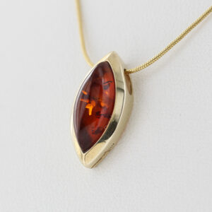 Italian Made Modern Elegant German Baltic Amber Pendant in 9ct Gold - GP0053 RRP£145!!!