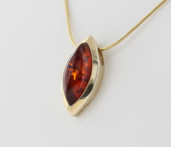 Italian Made Modern Elegant German Baltic Amber Pendant in 9ct Gold - GP0053 RRP£145!!!