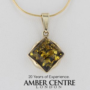 Italian Made Elegant Green German Baltic Amber Pendant in 9ct solid Gold -GP0058G RRP175!!!