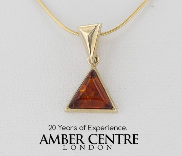 Italian Made Large Modern German Amber Pendant in 9ct solid Gold-GP0060 RRP£175!!