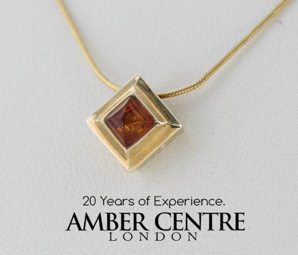 Italian Made Modern Elegant German Baltic Amber Pendant in 9ct solid Gold- GP0071 RRP£145!!!