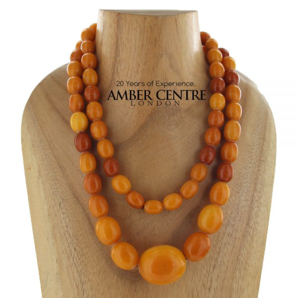 Antique German Butterscotch Baltic Amber Unique Beaded Necklace A0139 RRP£19000!!!