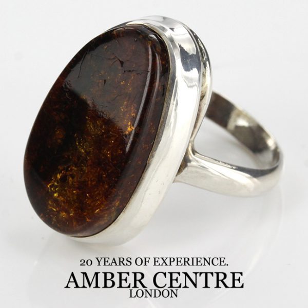 Handmade German Classic Baltic Amber 925 Silver Ring WR101 RRP£80!!! Size P(56)