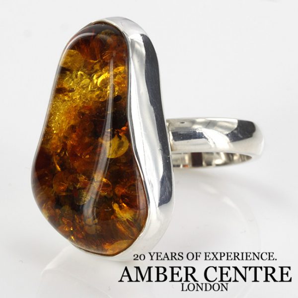 Handmade German Baltic Amber Elegant Ring In 925 Silver Size R(59) WR107 RRP £140!!!