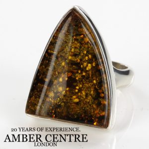 Handmade German Baltic Green Amber Ring In 925 Silver WR110 RRP£125!!!Size N(54)