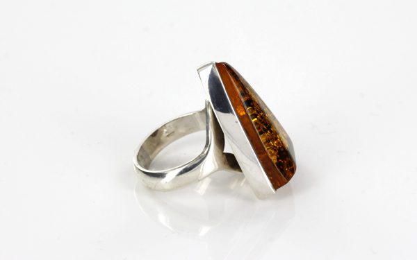 Handmade German Baltic Green Amber Ring In 925 Silver WR110 RRP£125!!!Size N(54)