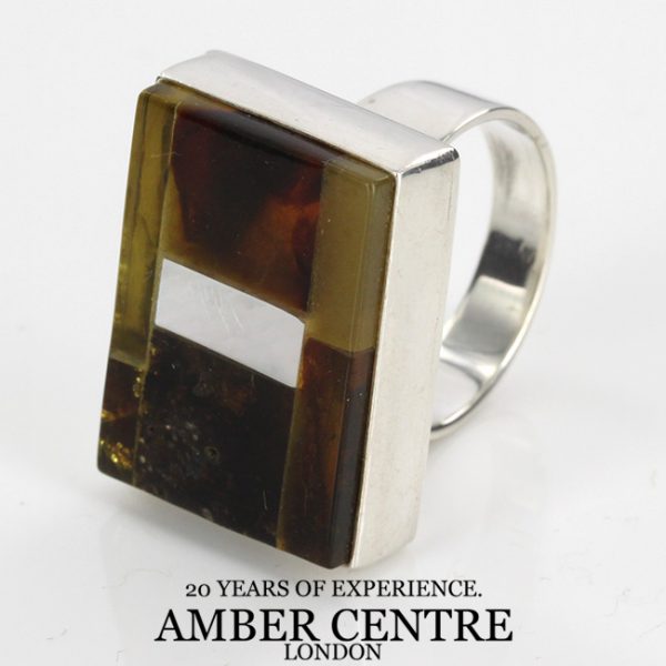Italian Handmade Unique Design Baltic Amber Ring In 925 Silver WR112 RRP£125!!!