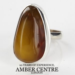 Handmade German Genuine Baltic Amber 925 Silver Ring WR120 RRP £90!!! SizeR(59)