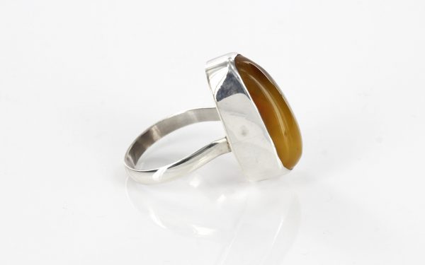 Handmade German Genuine Baltic Amber 925 Silver Ring WR120 RRP £90!!! SizeR(59)