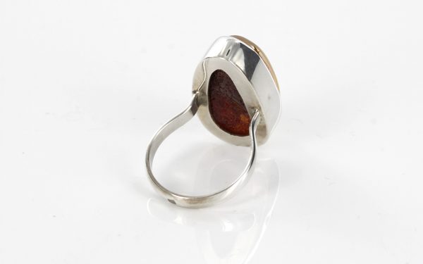 Handmade German Genuine Baltic Amber 925 Silver Ring WR120 RRP £90!!! SizeR(59)