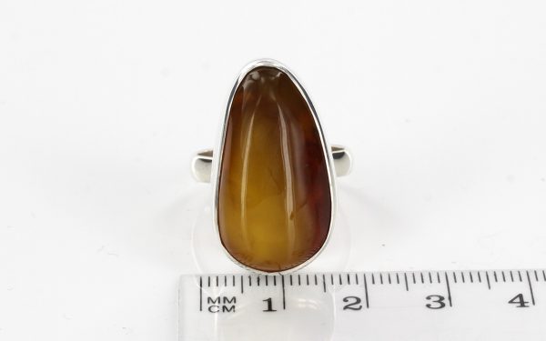 Handmade German Genuine Baltic Amber 925 Silver Ring WR120 RRP £90!!! SizeR(59)