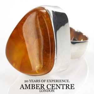 Handmade German Antique Baltic Amber 925 Silver Unique Ring WR130 RRP£145!!!Size:O(55)