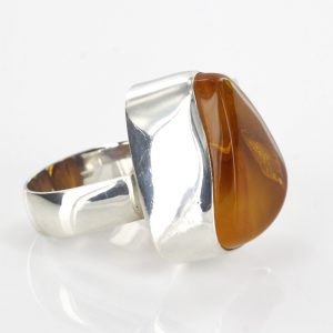 Handmade German Antique Baltic Amber 925 Silver Unique Ring WR130 RRP£145!!!Size:O(55)