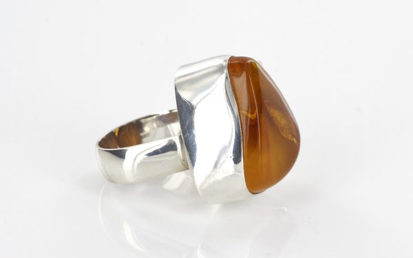Handmade German Antique Baltic Amber 925 Silver Unique Ring WR130 RRP£145!!!Size:O(55)
