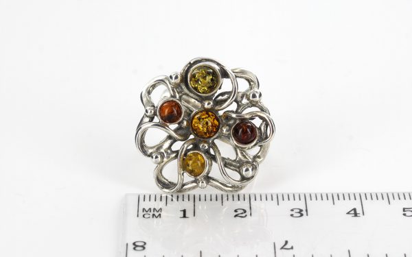 Handmade German Baltic Amber Antique Spiral Styled Silver Ring WR132 RRP£100!!!