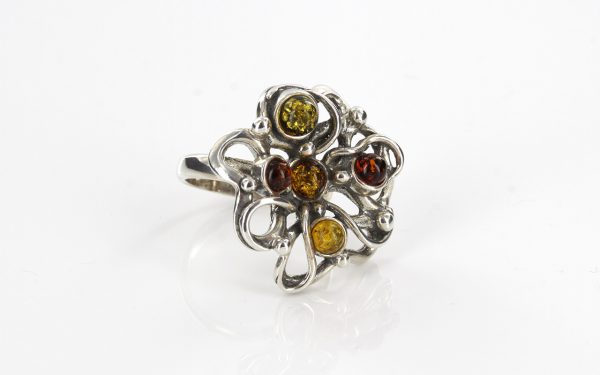 Handmade German Baltic Amber Antique Spiral Styled Silver Ring WR132 RRP£100!!!