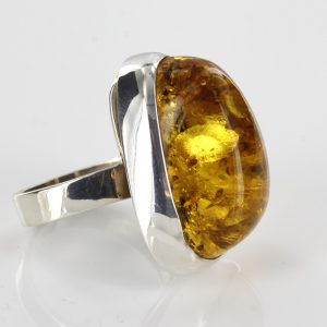 Handmade German Honey Unique Baltic Amber 925 Silver Ring Wr136 RRP£130!!! Size R