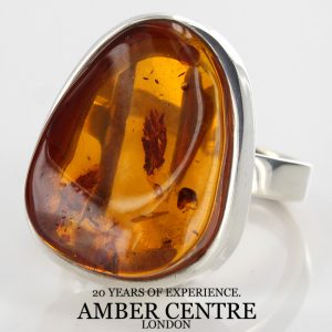 Handmade German Baltic Genuine Amber 925 Silver Elegant Ring WR193 RRP£120!!!