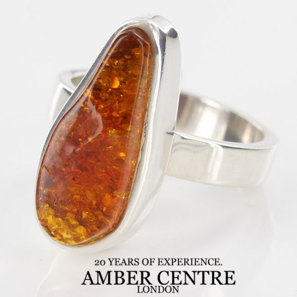 Handmade German Antique Baltic Amber In 925 Silver Ring WR211 RRP£130!!! Size R(59)